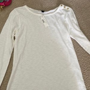J. Crew White Button long sleeve tee